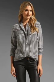 Equipment Collarless Slim Signature Daphne Stripe Blouse at Revolve