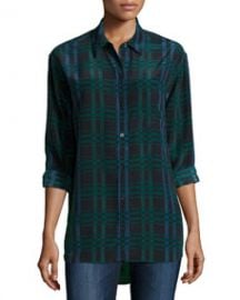 Equipment Daddy Long-Sleeve Plaid Blouse  Ink Multi at Neiman Marcus