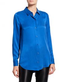 Equipment Essential Button-Down Long-Sleeve Silk Blouse at Neiman Marcus