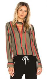 Equipment Janelle Stripe Blouse in Herbal Green from Revolve com at Revolve