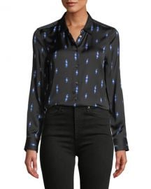 Equipment Lighting-Bolt Print Button-Front Essential Shirt at Neiman Marcus