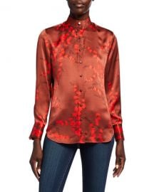 Equipment Maisa Floral Button-Down Silk Blouse at Neiman Marcus