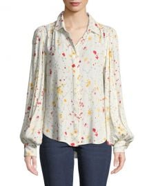 Equipment Marcilly Button-Front Floral-Print Blouse at Neiman Marcus