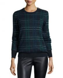 Equipment Ondine Long-Sleeve Plaid Sweater Ink Multi at Neiman Marcus