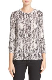 Equipment Ondine Zip Shoulder Print Silk   Cashmere Sweater in Ivory Black at Nordstrom