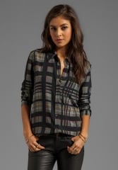 Equipment Reese Blouse in Black Plaid at Revolve