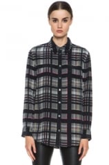 Equipment Reese Blouse in Black Plaid at Forward by Elyse Walker