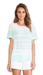 Equipment Riley Tee in Bleached Sand and Ice Green  REVOLVE at Revolve