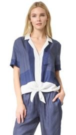 WornOnTV: Phyllis’s blue short sleeved tie front shirt with white trim ...