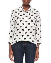 Equipment Signature Broken Hearts-Print Blouse at Neiman Marcus