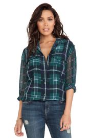 Equipment Signature Prepster Plaid Blouse in Pine Multi at Revolve