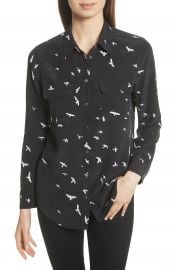 Equipment Slim Signature Bird Print Silk Shirt   Nordstrom at Nordstrom