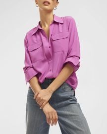 Equipment Slim Signature Collared Silk Shirt at Neiman Marcus