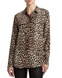 Equipment Slim Signature Leopard-Print Blouse at Neiman Marcus