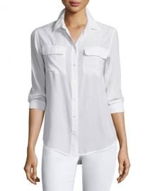 Equipment Slim Signature Long-Sleeve Shirt  Bright White at Neiman Marcus