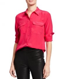 Equipment Slim Signature Long-Sleeve Silk Button-Down Blouse at Neiman Marcus