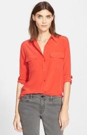 Equipment Slim Signature Silk Shirt in Cherry Red at Nordstrom