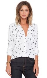 Equipment Slim Signature Star Print Blouse in Bright White from Revolve com at Revolve