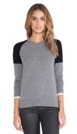 Equipment Sloane Colorblock Crewneck Sweater in Heather Grey and Black Multi  REVOLVE at Revolve