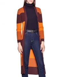 Equipment Verelle Block-Stripe Button-Front Wool Cardigan at Neiman Marcus