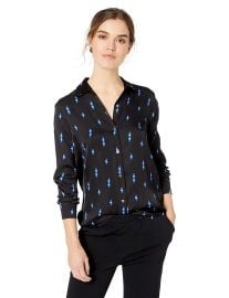 Equipment Women s Essential Neon Bolt Printed Drapey Silk Shirt at Amazon