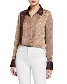 Equipment Yvonet Python-Print Blouse at Neiman Marcus