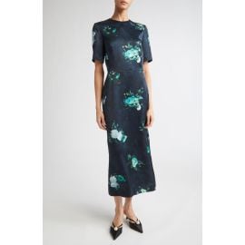 Erdem Abstract Rose Print Short Sleeve Cocktail Dress at Nordstrom