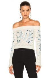 Erdem Bella Embellished Lace Knit Off The Shoulder Sweater in Ivory   FWRD at Forward