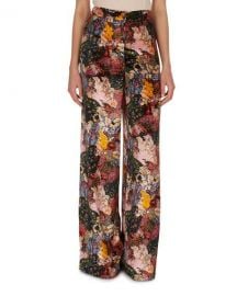 Erdem Birte Floral-Print Velvet Pajama Pants   Neiman Marcus at Neiman Marcus