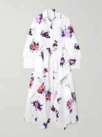 Erdem Floral print cotton poplin midi shirt dress at Net a Porter