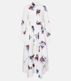 Erdem Floral print cotton poplin midi shirt dress at Mytheresa