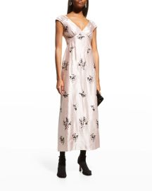 Erdem Garnet Floral Print Satin Slip Dress at Neiman Marcus