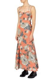 Erdem Otto Virginia Floral Print Linen Blend Sundress in Red/Grey at Nordstrom