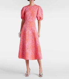 Erdem Puff Sleeve Matelasse Midi Dress at Mytheresa