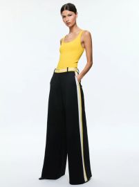 Eric Low Rise Pant With Side Stripe In Blackmustard Seedwhite Alice Olivia at Alice + Olivia