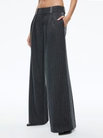 Eric Low Rise Trouser In Charcoal Pinstripe Alice And Olivia at Alice + Olivia