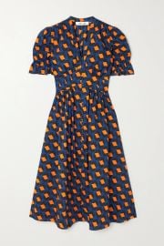 Erica gathered printed cotton midi dress at Net a Porter