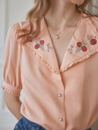 Erin Embroidered Collar Blouse at Simple Retro