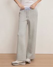 Ernie Wide-Leg Knit Pants in Light Heather Grey at Veronica Beard