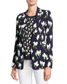 Escada Brikenan One-Button Abstract Floral-Print Jersey Blazer at Neiman Marcus