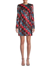 Escada Deighty Multi-Sequin Checkerboard Shift Dress at Saks Off 5th