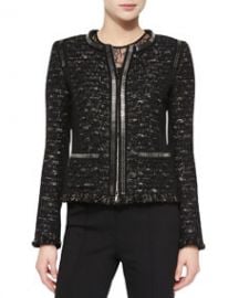 Escada Dondi Zip-Chain Jacket Black at Neiman Marcus