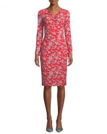 Escada Long-Sleeve Floral-Print Jersey Dress at Neiman Marcus