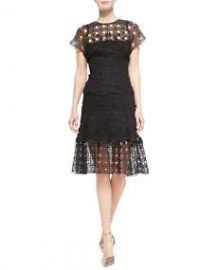 Escada Short-Sleeve Lace Eyelet Shirt and Lace Eyelet-Hem Skirt at Neiman Marcus