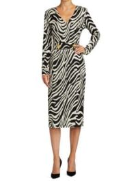 Escada V-Neck Jacquard Zebra-Print Midi Dress on SALE at Saks Off 5th