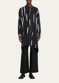 Escada Wide Longer Back Collarless Shirt with Slits at Bergdorf Goodman