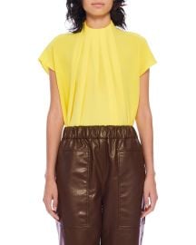 Esme Crepe Shirred High-Neck Top at Neiman Marcus