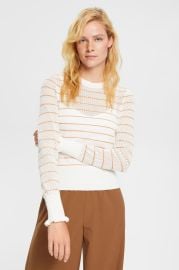 Esprit 082CC1I310 honey pointelle striped sweater Adam amp ve at Adam & Eve