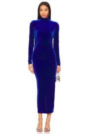 Essentiel Antwerp Erita Velvet Midi Dress In Blue Regatta at Revolve