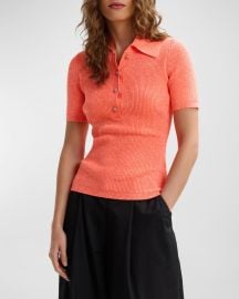 Essentiel Antwerp Jabric Ribbed Polo With Jewel Buttons at Neiman Marcus